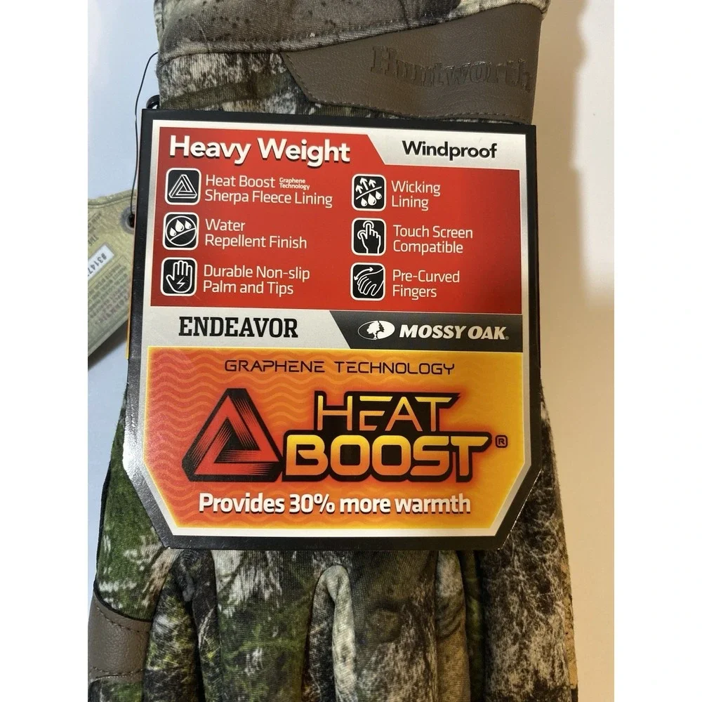 Heat Boost Huntworth Scout Hunting Gloves  L/XL Mossy Oak Fold Over Pop Top Camo